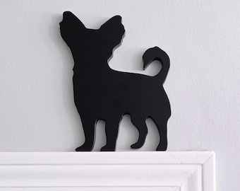 Wooden Chorkie Chihuahua Yorkie Door Topper - Shelf Sitter