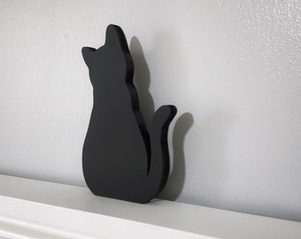 Sitting Cat Decor, Cat door topper, Door frame cat, Cat shelf sitter,  Gift for cat lover, Black cat, Cat decor for home