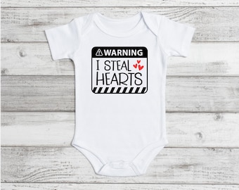 Warning I Steal Hearts Baby Bodysuit