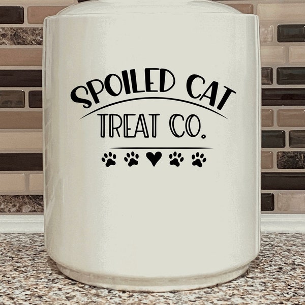 Spoiled Cat Treat Co Treat jar label, Cat lover, Kitchen organization, Kitchen labels, Cat treat jar decal