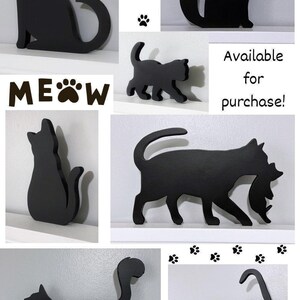 Handmade Stretching Cat Door Topper: Black Cat Shelf Sitter zdjęcie 10