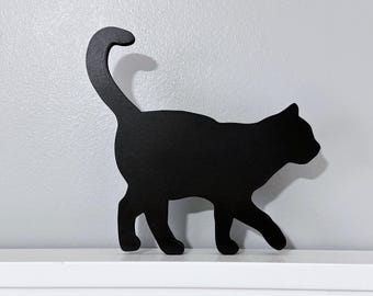 Handmade Black Cat Shelf Decor: Wooden Silhouette Door Topper