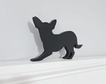 Chihuahua Door Topper: Handmade Wood Shelf Sitter - No Nails Needed
