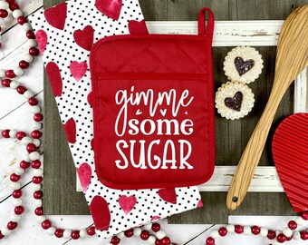 Gimme Some Sugar Valentine’s Day Pocket Potholder, Valentine’s Day kitchen decor