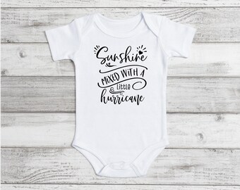 Sunshine Mixed with a Little Hurricane Baby Bodysuit, Cute baby Bodysuit, Baby shower gift, Sunshine baby, Baby bodysuit