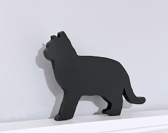 British Shorthair Black Cat Shelf Sitter: Cat Lover Gift