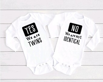 Funny Twins Baby Bodysuit Set: fraternal twins