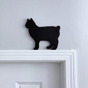 Manx Bobtail Black Cat door topper,  Handmade gift for cat lover, Cat memorial gift