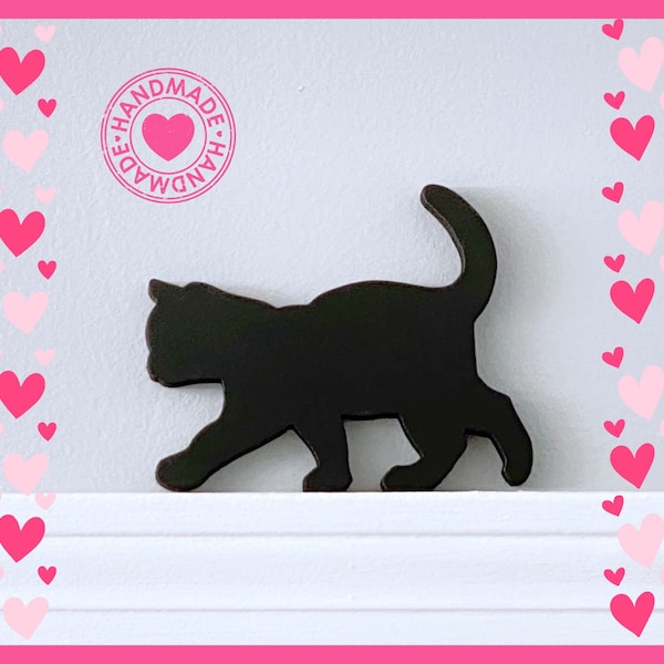 Cat door topper, Cat decor, Kitten, Cat shelf sitter,  gift for cat lover, Black cat, Minimalist cat art