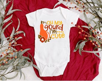 Oh My Gourd I’m Cute fall baby Bodysuit, fall baby shower, fall baby Bodysuit, thanksgiving baby Bodysuit, baby shower gift, Baby bodysuit