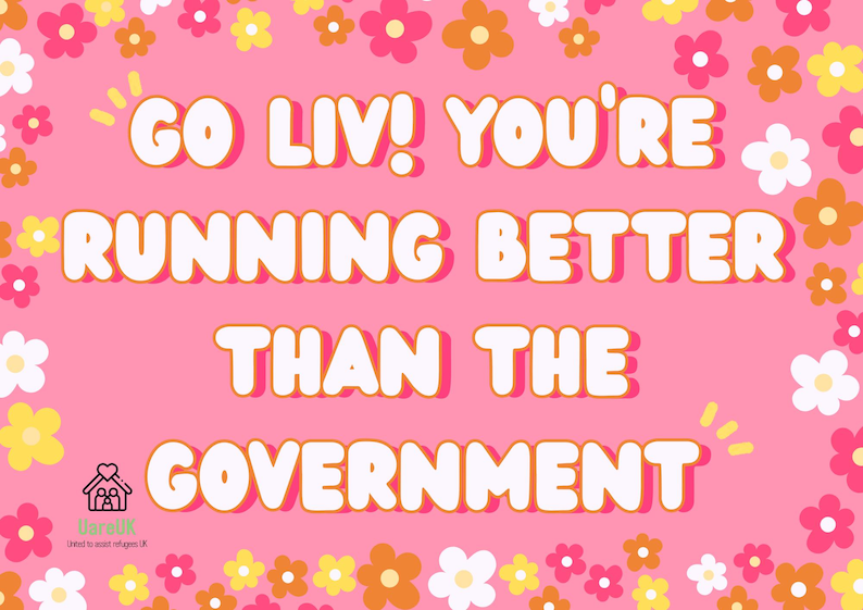 May include: A pink background with the text "GO LIV! YOU'RE RUNNING BETTER THAN THE GOVERNMENT" in white bubble letters. The image is decorated with colorful flowers in pink, orange, yellow, and white.