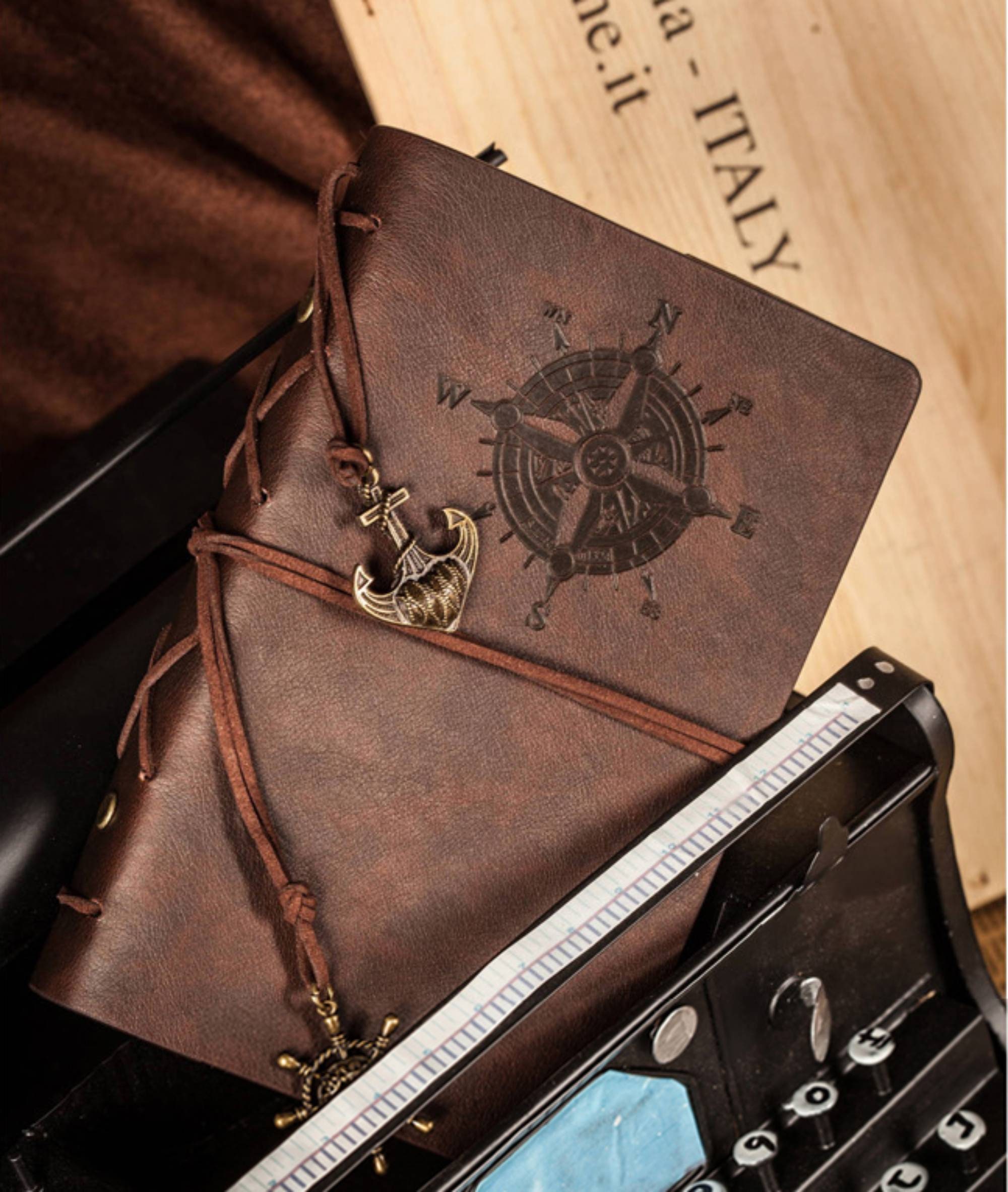 Compass Leather Journal Vintage Journal Travel Notebook Etsy