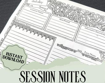 DnD Session Notes | Dark Academia Theme | Art Deco Inspired, Vintage Aesthetic | Perfect for Session Summaries for Wizards and Spellcasters