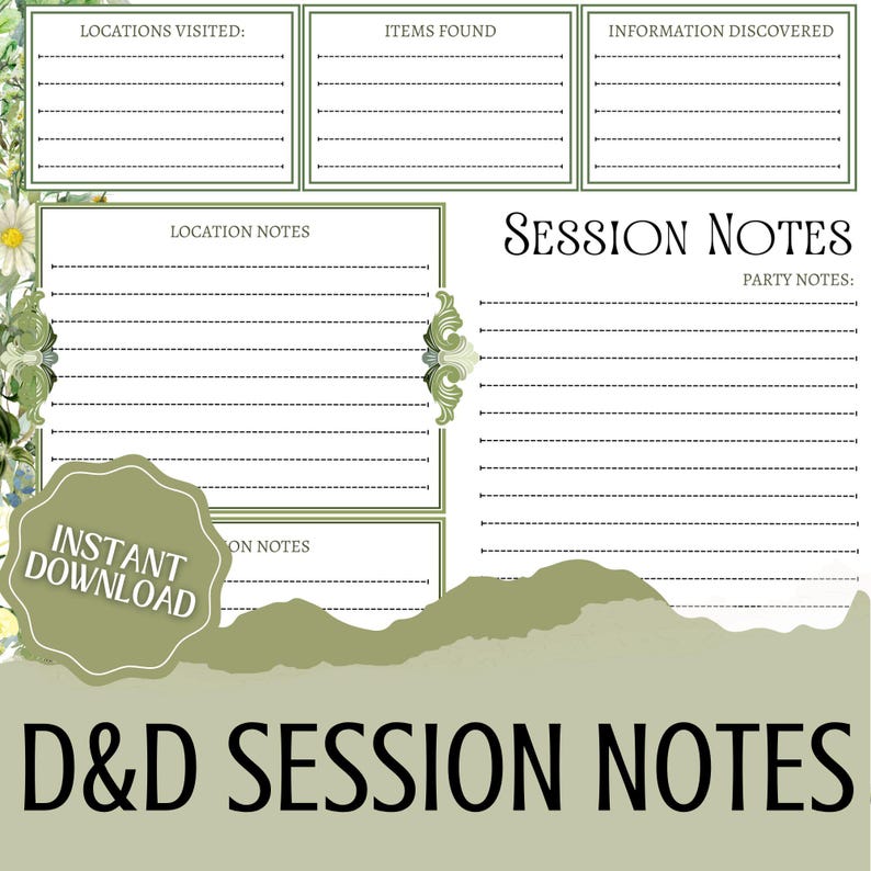 Dnd Session Notes | Perfect for Session Summaries! | Cottagecore ...