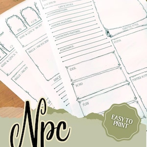 NPC Character Sheet | Adventure Theme | DnD Resources