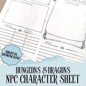 NPC Character Sheet | Adventure Theme | DnD Resources