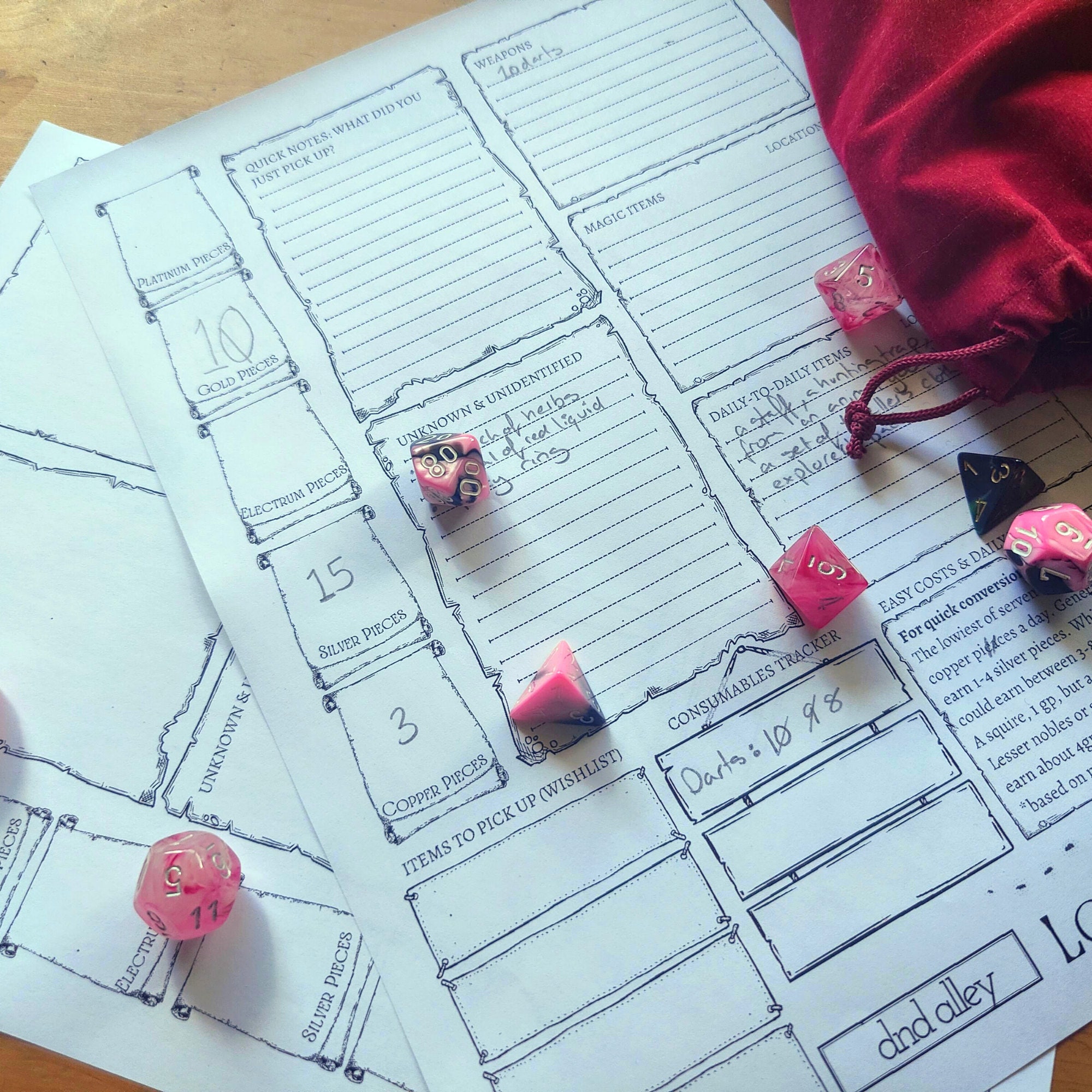 Dnd Loot Tracker Adventure Theme Campaign Notes - Etsy