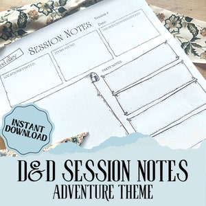 DnD Session Notes | Perfect for Session Summaries! | Adventure Theme