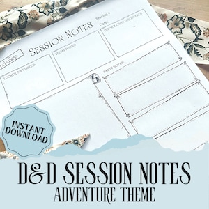 DnD Session Notes | Perfect for Session Summaries! | Adventure Theme