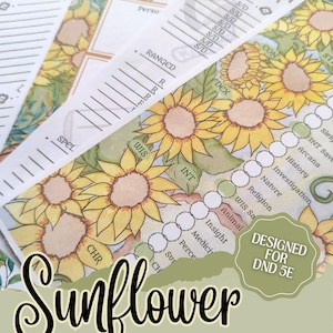 Sunflower DnD Character Sheet | Dungeons and Dragons (A4 Download)