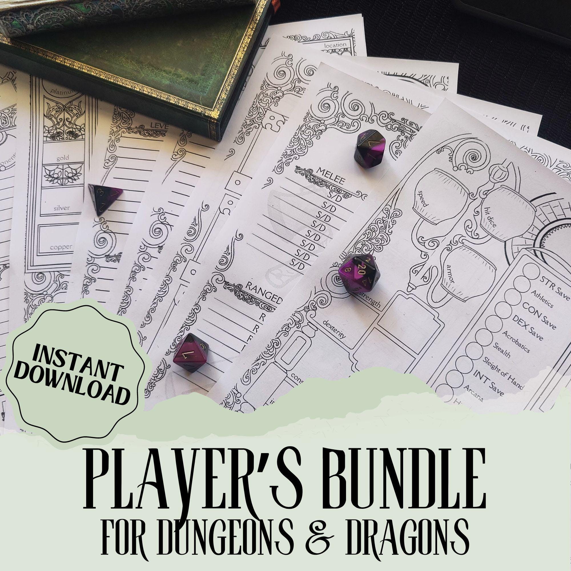 DnD Character Sheet & Notes Bundle Pack | Magic Academy Theme | DnD Resources | Character Journal, Inventory Tracker