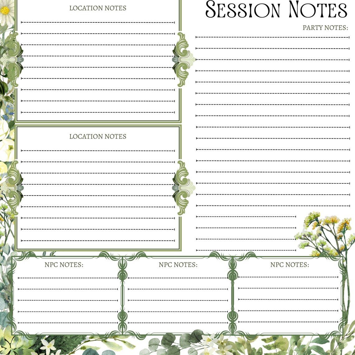 Dnd Session Notes Perfect For Session Summaries Cottagecore Dungeons 