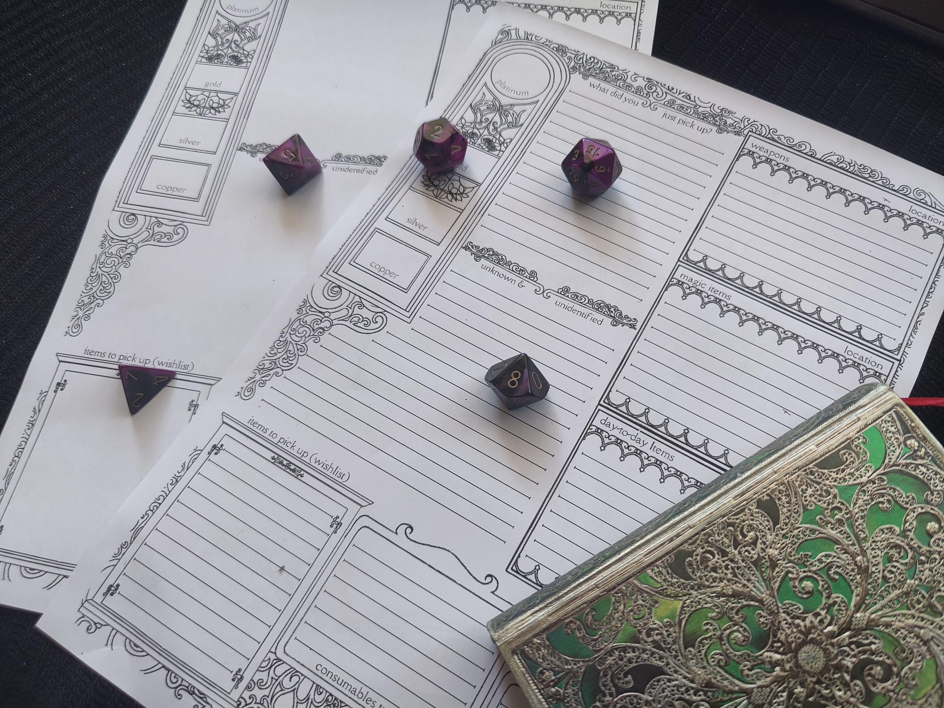 Dnd Loot Tracker | Dark Academia Theme | Campaign Notes | Inventory ...