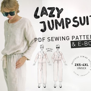 LAZY JUMPSUIT motif de couture indépendant / 9 tailles unisexes 2xs - 4xl / tutoriel ebook détaillé - téléchargement numérique