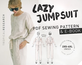 LAZY JUMPSUIT indie sewing pattern / 9 Unisex sizes 2xs - 4xl / detailed ebook tutorial - digital download