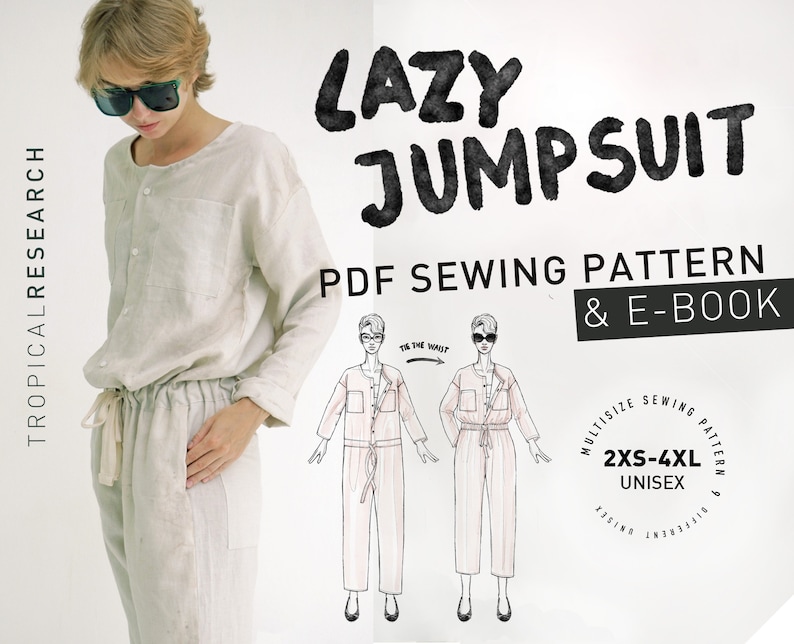 LAZY JUMPSUIT Indie Sewing Pattern / 9 Unisex Sizes 2xs 4xl Etsy
