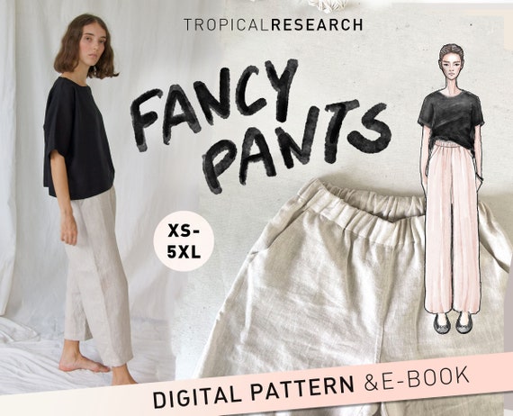 FANCY PANTS Drawstring High Waist Trousers With Wide Legs Indie Sewing  Pattern XS 5XL Plus Size 