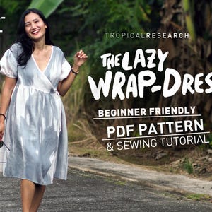 Lazy Wrap Dress PDF Sewing Pattern: Beginner-Friendly (XXS-4XL) (Digital Download)