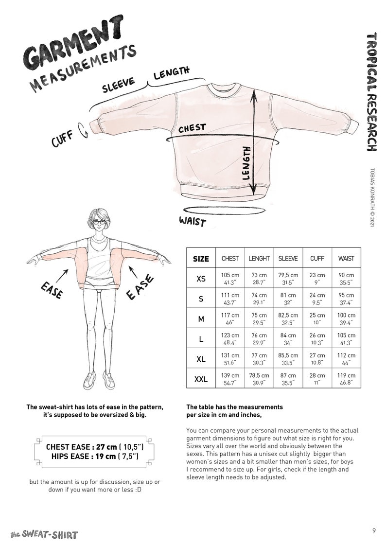 Sweatshirt Pdf Indie Sewing Pattern oversized Crew Neck Etsy