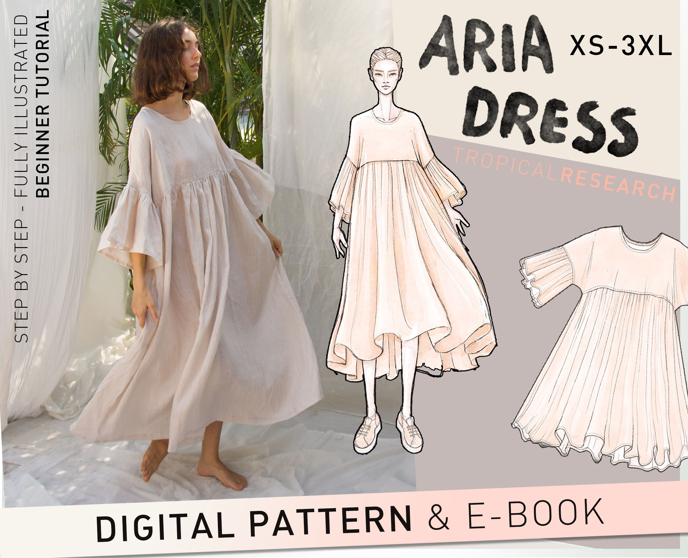 ARIA Maxi Smock Dress With Gathered ...