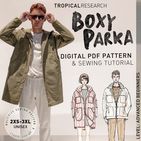 BOXY PARKA Digital Indie Sewing Pattern -pdf Download With BOXY PARKA Digital Indie Sewing Pattern -pdf Download With