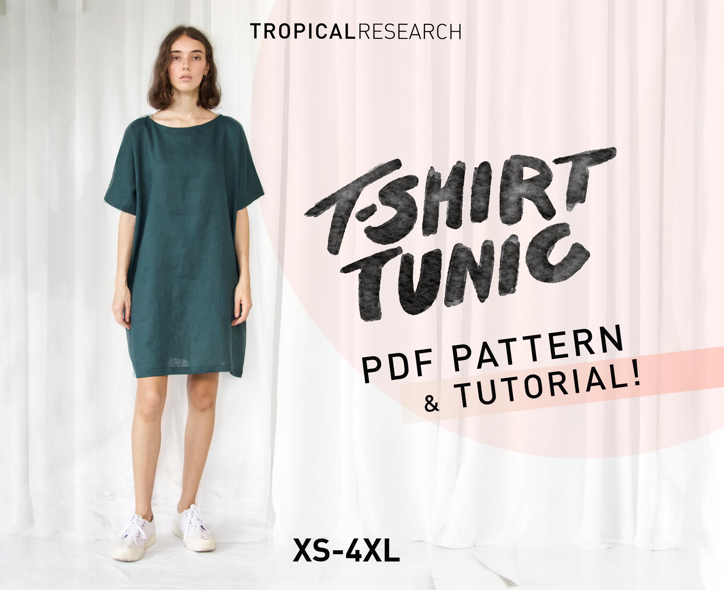 T-shirt Tunic Sewing Pattern: Oversized Linen Dress, Boxy