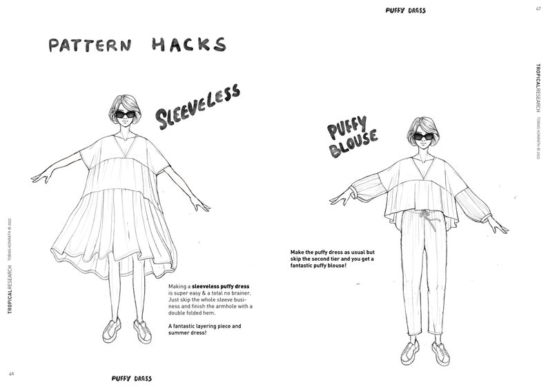 Patron de couture indépendant DRESS PUFFY robe smockée oversize à volants et chemisier pdf avec superpositions et tutoriel image 9