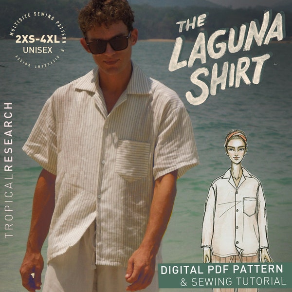 LAGUNA SHIRT digital indie sewing pattern- pdf download with illustrated tutorial