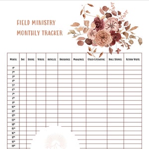 Seguimiento del ministerio con diseños florales imprimibles de JW/ Redacción de cartas/ Suministros para el servicio de campo/ Registro de servicio/ Descarga digital instantánea