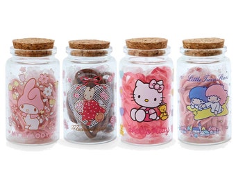 Japan Kawaii Cartoon Characters Rubber Hair Tie Blanks & Mini Glass Container Bottle (Zakka)