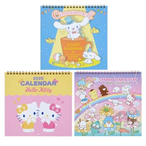 Calendario de pared pequeño 2025 con personajes de dibujos animados kawaii de Japón