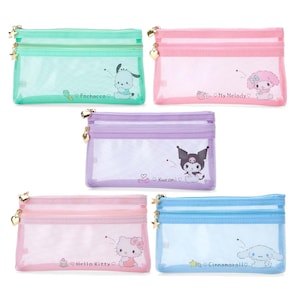 Estuche transparente con cremallera doble y personajes de dibujos animados kawaii de Japón