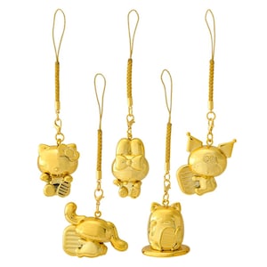 Amuleto de gato de la suerte con dibujos kawaii japoneses (dorado)