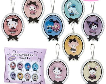 Japan Kawaii Cartoon Characters Acrylic Charm (Black Ribbon)