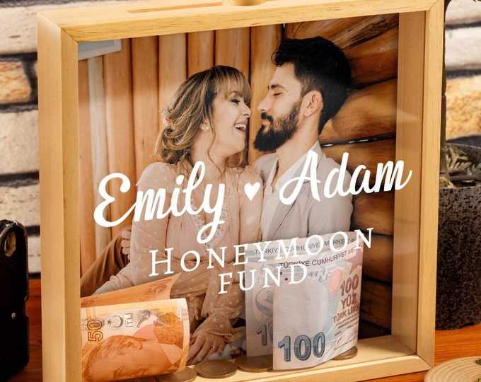 Honeymoon Fund Personalized Money Box Valentines Day Gift for Him. Personalized Photo Gifts. Custom Photo Saving Money Box Valentines Gift.