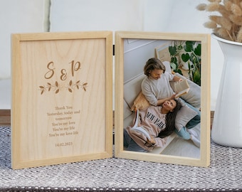 Aangepaste frame cadeau voor haar houten aandenkendoos. Gepersonaliseerde geschenkdoos voor vrouwen. Valentijnsdagcadeaus voor hem. Aangepaste foto vak huwelijksgeschenk.