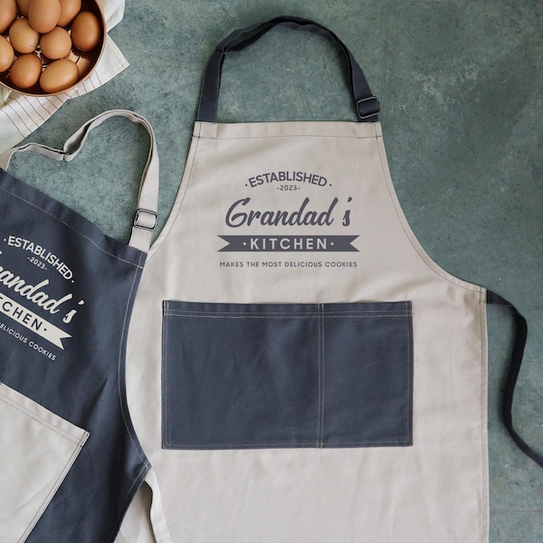 Personalized Apron for Grandpa, Fathers Day, Gift for Grandpa Dad Husband, Best Gifts for Him, Grill Bakery Accessories, Custom Cooking Gift