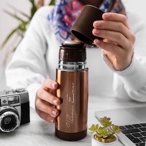 Durable Custom Tumbler with Name, Stainless Steel Personalized Thermos, Coffee Mug as New Job Coworker Office Gift, Anniversary Gift for Her