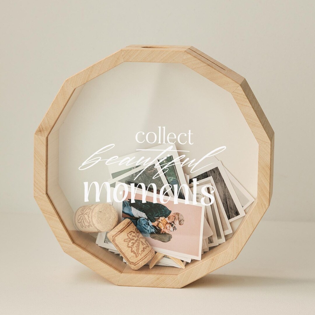 Wooden Memory Shadow Box: Photo Keepsake, Wine Cork Holder - Etsy