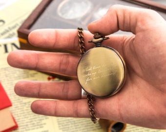 Personalized Pocket Watch, Minimalist Watch for Groomsmen, Wedding, Father's Day, Christmas Gift, Unique Gift for Dad, Boyfriend, Husband.